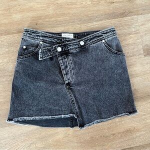 Anthropologie Pilcro Moto Wrap Denim Mini Skirt Jean Black